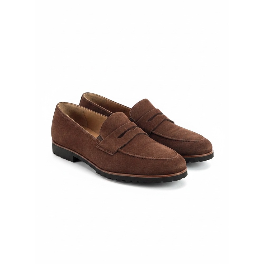 Paul Green Penny Loafers 8.5 Brown Suede Lug Sole Super Soft Dark Academia